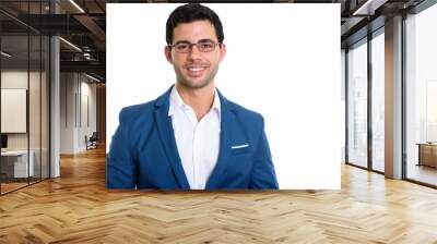 Studio shot of young happy Hispanic businessman smiling while we Wall mural