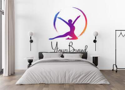 Fitness women logo design Wall mural