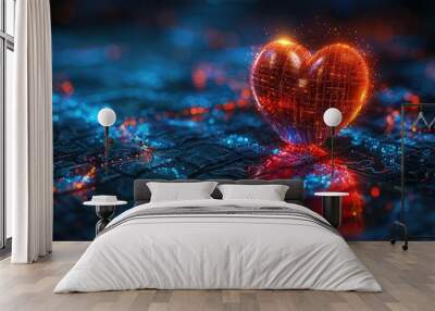 Heart Beats with medical background , service health and medical technology concept Wall mural