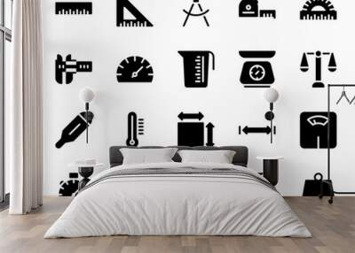 Set of simple measure solid icons. filled object. glyph signs pack. Perfect for web apps and mobile. Wall mural