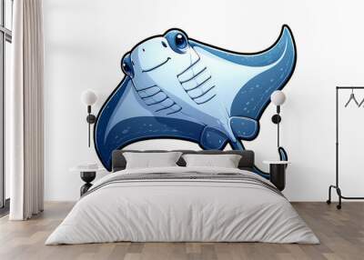 Stingray cartoon style transparent background Wall mural