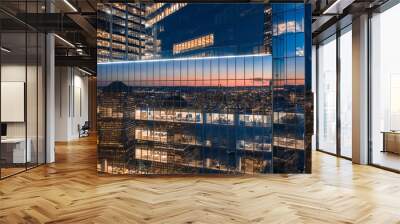 Aerial photograph of New York Skyline, Manhattan financial District Wall mural