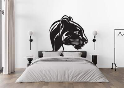 black Panther Head black vector isolated on white background Wall mural