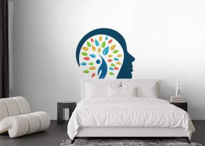 healthy life, psychologist, human logo vector Wall mural