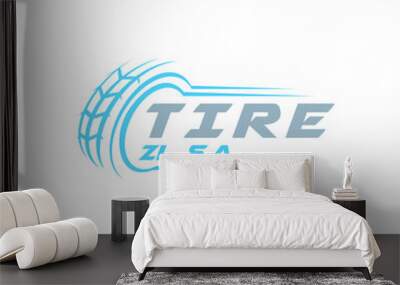 Tires logo design,silhouette wheel vector Wall mural