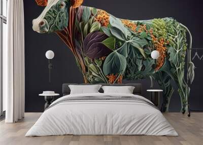 Cow made of vegetables Wall mural