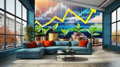 Finance prosperity image gallery, Economic growth trends, Market strategy research, Digital business innovation showcase Wall mural