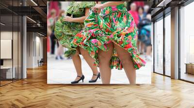 Dancers dancing and wearing one of the traditional folk costume from Puerto Rico. Wall mural