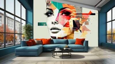 Woman abstract collage. Ai generated Wall mural