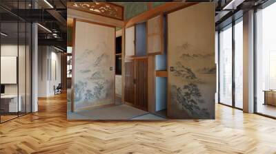 japanese style room fusuma panels Wall mural