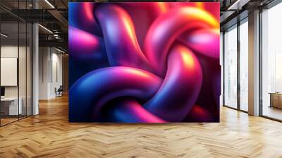 Colorful Neon Waves: The Flow of Light in an Abstract Design Background Wall mural