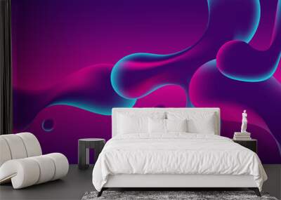 Abstract blue, pink and purple gradient color liquid wavy shapes futuristic banner design background Wall mural