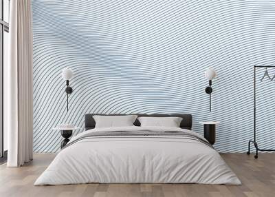 Abstract blue wave lines pattern on white background and texture. Wall mural