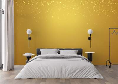 Abstract falling golden glitter lights texture on a gold gradient background with lighting. Wall mural