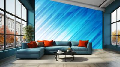 Abstract modern diagonal stripes lines white and blue background Wall mural