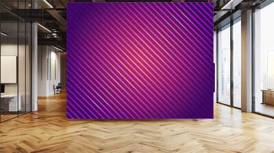 Abstract pattern diagonal stripes laser line light on pink and purple color background. Wall mural