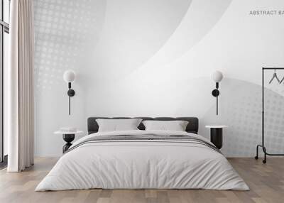 Abstract white and gray circles background with halftone Wall mural