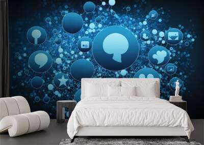 Blue social network background Wall mural