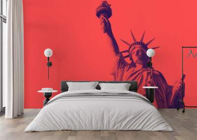 Bottom view of the famous Statue of Liberty, icon of freedom and of the United States. Red duotone effect Wall mural