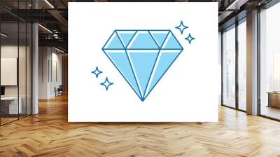 illsutration ofblue diamond vector simple and flat vector Wall mural