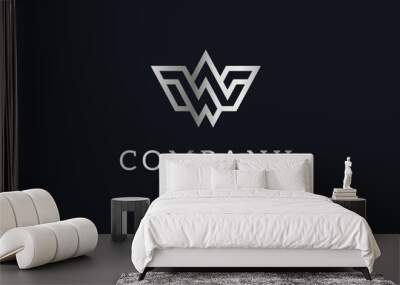 logo consisting of 2 letters w (ww logo) that forms a wing. the color of the silver logo is very elegant and luxurious. editable and easy to custom Wall mural