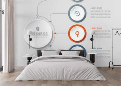 Circular Connection Steps business Infographic Template with 5 Element Wall mural