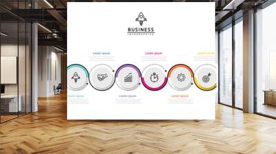 Vector infographic business presentation template with circular interconnection with 6 options. Wall mural