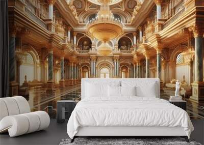 luxurious interior design of a villa with chandeliers in the center Wall mural