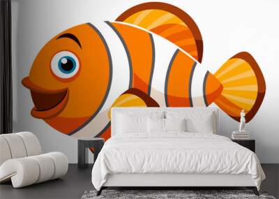 Funny Clownfish Vector Illustration Cartoon Clipart And Line Art Design, Cute and funny clownfish vector illustration in cartoon style with white background. Wall mural