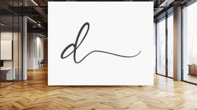 letter D brush script isolated on white background. Wall mural