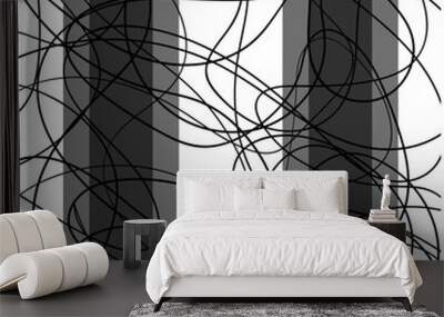 Behind two translucent pillars are tangled lines Wall mural