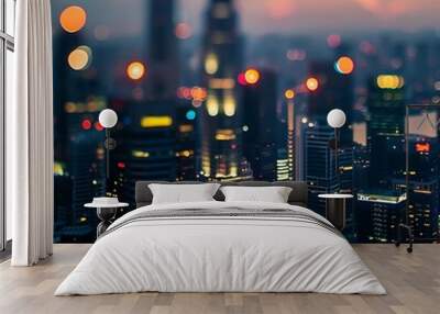 A blurry city lights at night blurred background Wall mural