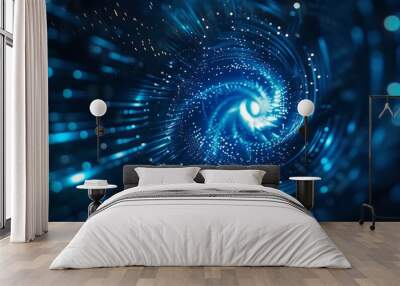 Abstract background with glowing lines and dots Wall mural