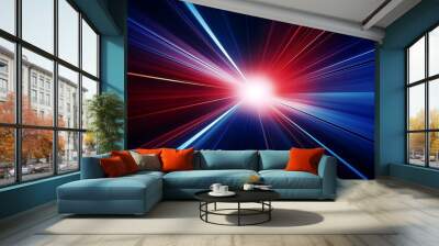 Abstract red background with rays of light and lens flare Wall mural