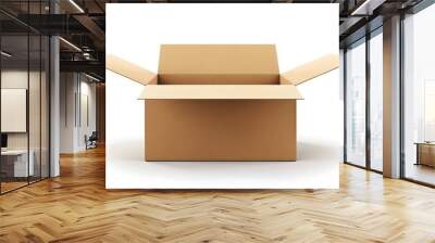 Open cardboard box isolated on white background Wall mural