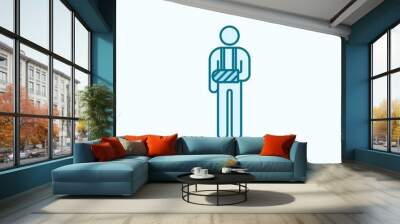 a man with a broken arm 2 colored line icon. Simple colored element illustration. a man with a broken arm outline symbol design from disabled set Wall mural