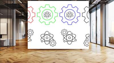 Atom vector icon in gear set illustration for ui and ux, website or mobile application Wall mural