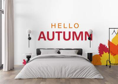 Card, banner or poster flat vector template on 'Hello Autumn Wall mural