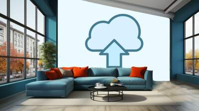 cloud download field outline icon. Element of 2 color simple icon. Thin line icon for website design and development, app development. Premium icon Wall mural