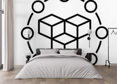 data, blockchain icon. Element of technological data icon for mobile concept and web apps. Thin line data, blockchain icon can be used for web and mobile on white background Wall mural