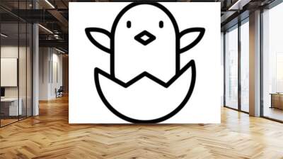 Egg chick outline color vector icon in different styles. Line, color, filled outline Wall mural