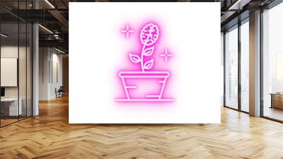 Growth flower brain pot neon icon Wall mural