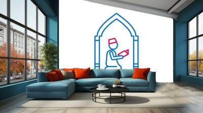 Islam, islamic pray 2 colored line icon. Simple blue and red element illustration. Islam, islamic pray concept outline symbol design from Islam set Wall mural