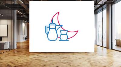 Islam, islamic Ramadan 2 colored line icon. Simple blue and red element illustration. Islam, islamic Ramadan concept outline symbol design from Islam set Wall mural