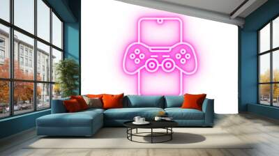 Joystick mobile game neon icon Wall mural