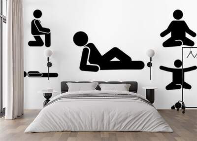 Man, floor, back icon in a collection with other items Wall mural