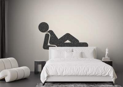 Man, floor, back icon vector illustration in stamp style Wall mural