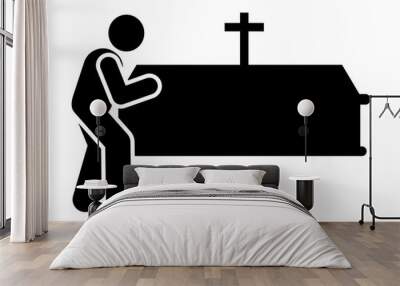 Man coffin funeral burial icon. Element of pictogram death illustration Wall mural