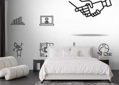 Robot and human hand icon. Robo icons universal set for web and mobile Wall mural