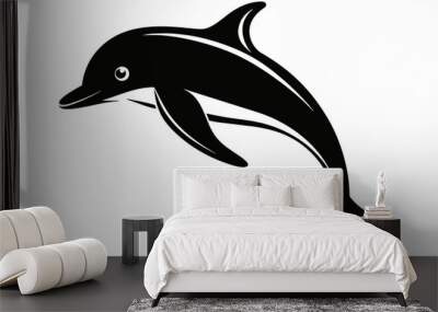 dolphin silhouette  vector on white background. Wall mural